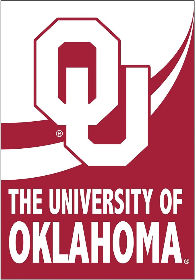NCAA University of Oklahoma House Flag, 28 x 44, Double Sided Garden Flags for Outside, Outdoor College Flags & Banners for Gardens Patio, Indoor Wall Decor Flag for Room