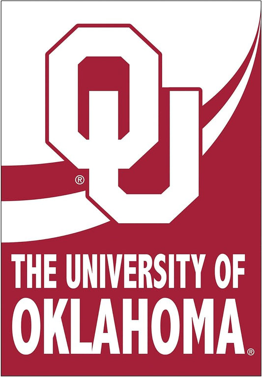 NCAA University of Oklahoma House Flag, 28 x 44, Double Sided Garden Flags for Outside, Outdoor College Flags & Banners for Gardens Patio, Indoor Wall Decor Flag for Room