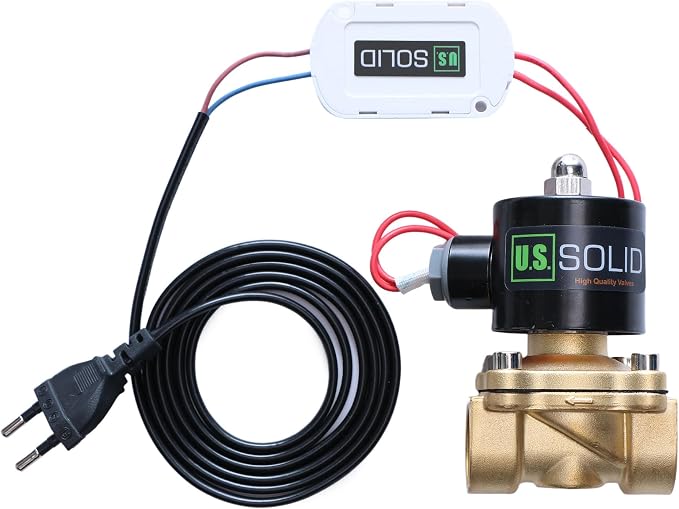 U.S. Solid Smart Solenoid Valve - 3/4 Inch Wi-Fi APP-Controlled Brass Solenoid Valve, 110V AC