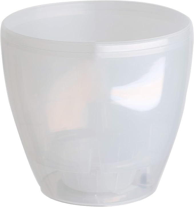 DECOPOTS - 3 Pack Self Watering Planter - Indoor/Outdoor Decorative Flower Pot with Drainage Cartridge and Water Level Indicator (7.9", Transparent)