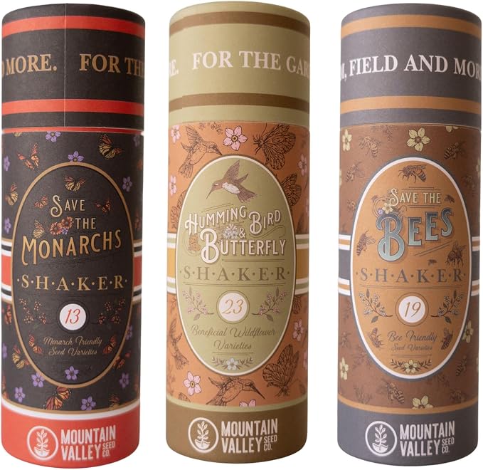 Pollinator Wildflower Seed Shaker Collection – 300,000+ Seeds – Hummingbird & Butterfly, Monarch & Bee Mixes – Covers 1,000 sq ft (Wildflower Seed Shaker - 3 Pack Gift Set)