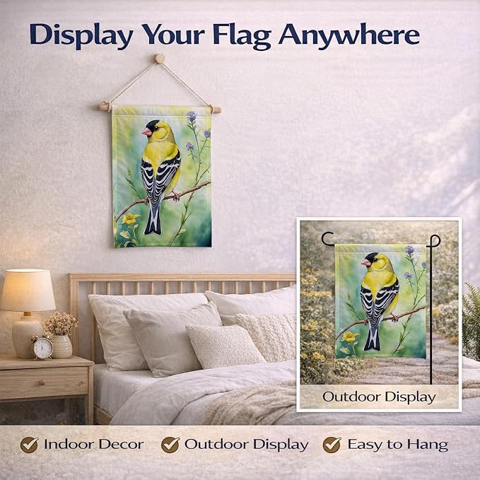 Caroline's Treasures American Goldfinch Garden Flag Mailbox Flag Decorative Yard Flag Banner Outside Patio Artwork Yard Flower Beds, Garden Size, Multicolor