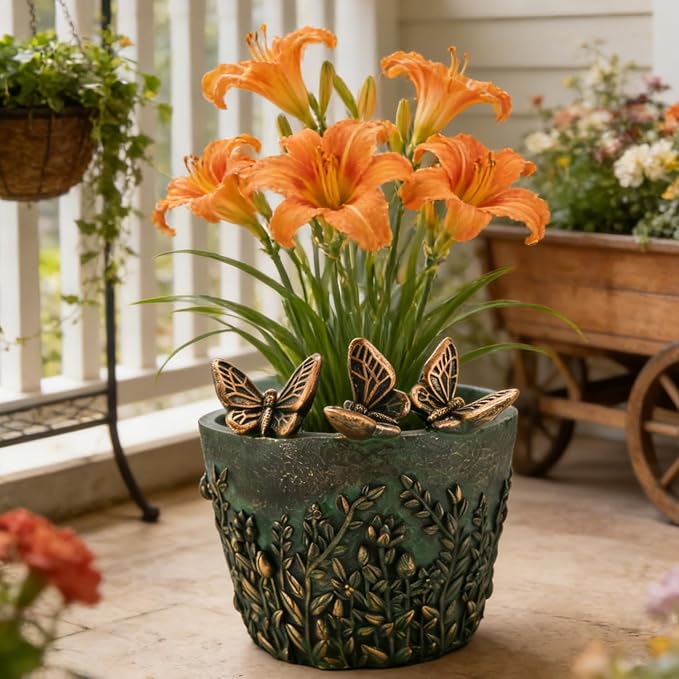 Butterfly Decorative Planter for Indoor Outdoor Resin Plant Pots Small Garden Flower Pot for Succulent Cactus Balcony Porch Patio Railing Office Gardening Lovers Women Home Decor