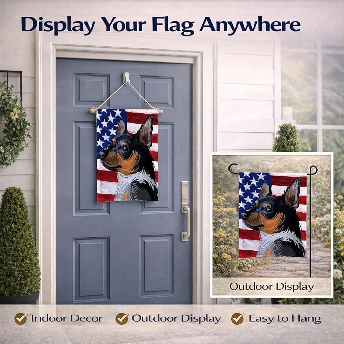 Caroline's Treasures CK6735GF Teddy Roosevelt Terrier American Flag Garden Flag Mailbox Flag Decorative Yard Flag Banner Outside Patio Artwork Yard Flower Beds, Garden Size, Multicolor