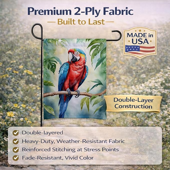 Caroline's Treasures Macaw Parrot Garden Flag Mailbox Flag Decorative Yard Flag Banner Outside Patio Artwork Yard Flower Beds, Garden Size, Multicolor