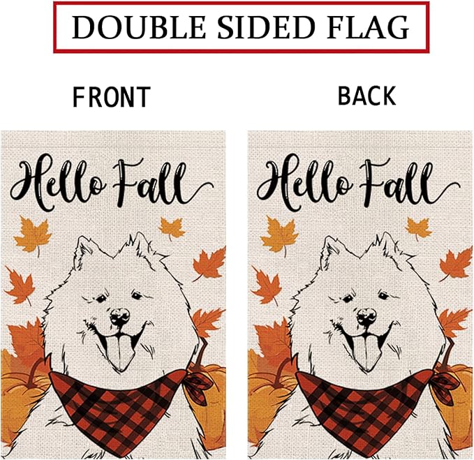 Seasonal Garden Flags Samoyed Double Sided Flags Set of 11 Holiday Farmhouse Indoor Outdoor Yard Lawn Christmas Gifts Decorations 12.5x18 Inch