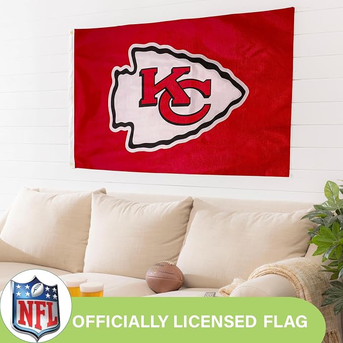 Team Sports America NFL Kansas City Chiefs 3 x 5 Outdoor Durable Flag with Grommets | Heavy Duty Flag & Banner for Outdoor Garden Patio | Indoor Wall Decor | Works with Flag Poles for House