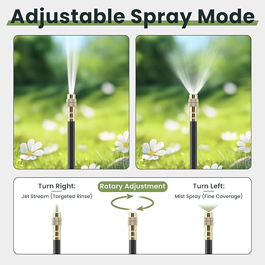 Automatic Drip Irrigation Kits - Garden Watering System with 360° Bendable Spray Adjustable Copper Atomizing Nozzles for Yard, Lawn, Raised Bed, Greenhouse, Potted Plants (15 Nozzles, 50FT Hose)