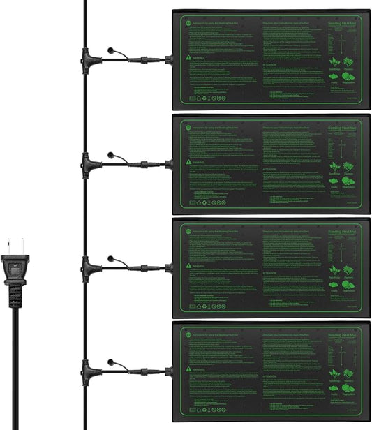 MET Certified 4 Pack Seedling Heat Mat, Seedfactor Waterproof Durable Germination Station Heat Mat, Warm Hydroponic Heating Pad for Indoor Home Gardening Seed Starter