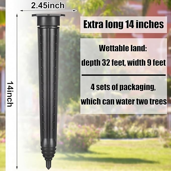 Briwooody 4 Pack Garden Plant Watering Stake Large UV-Protected ABS Plastic Deep Root Irrigation Spike for Trees, Shrubs, Bushes, Shrubs, Flowers, Fruits, Vegetables, Potted Plants (14 Inch)