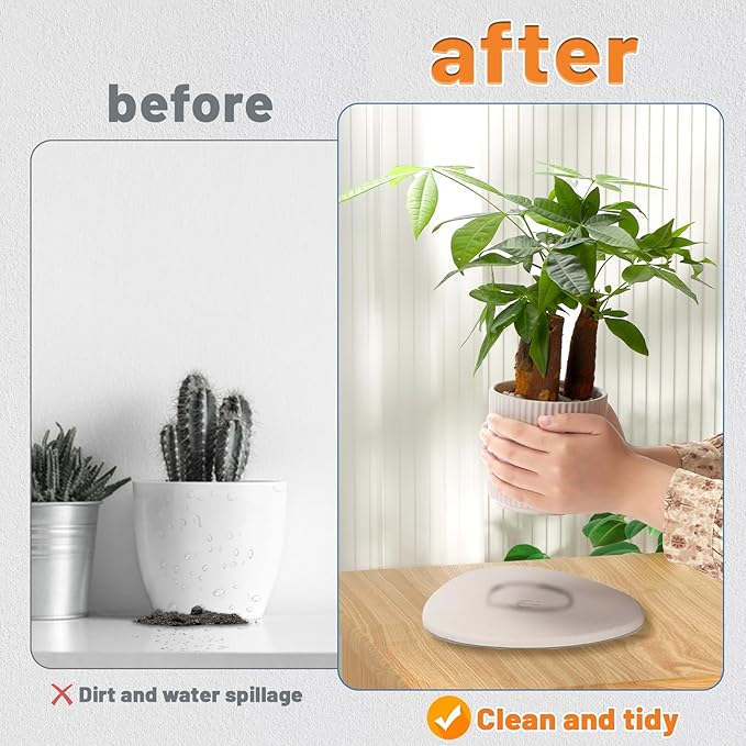 Elfcool Quick Dry Absorbent Flower Pot Saucer Dirp Tray Diatomaceous Earth Mat for Indoor Outdoor Plants (8''&12''-Off White-2pack)
