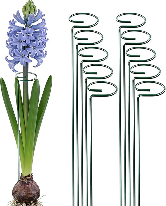 10 Pieces 16 inch Green Single Stem Plant Stakes Garden Plant Support Rings Flower Support Hoops Prop for Amaryllis Orchid Lily Rose Peony