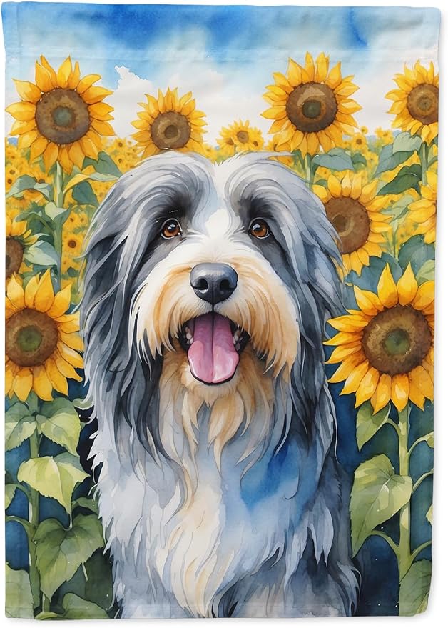 Caroline's Treasures DAC6020GF Bearded Collie in Sunflowers Garden Flag Mailbox Flag Decorative Yard Flag Banner Outside Patio Artwork Yard Flower Beds, Garden Size, Multicolor