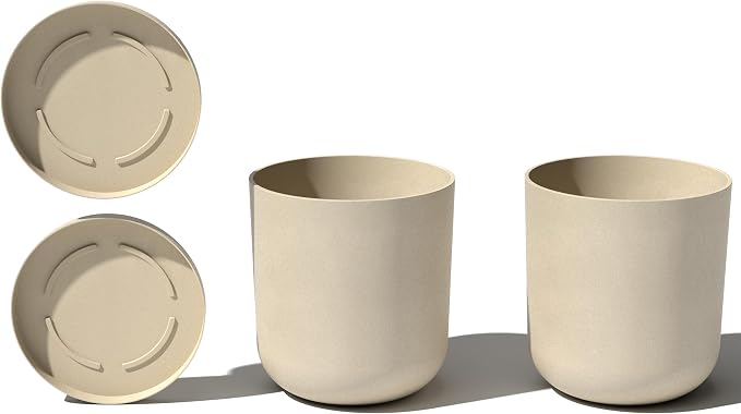 Veradek Mason Series Lima Planter - Round Planter for Indoor or Outdoor Porch/Garden | Made from Plastic-Stone Composite with Drainage Holes | Modern Décor for Succulents, Flowers, Small Plants