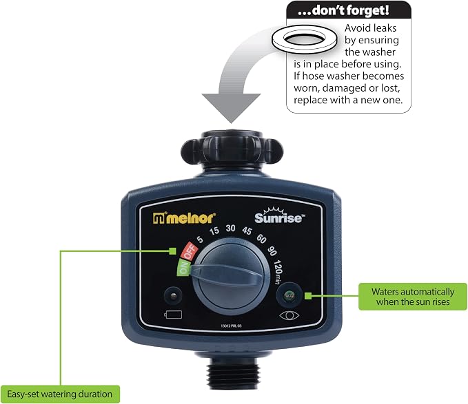 Melnor 65164AMZ Sunrise Daily Water Timer, Grey, Black