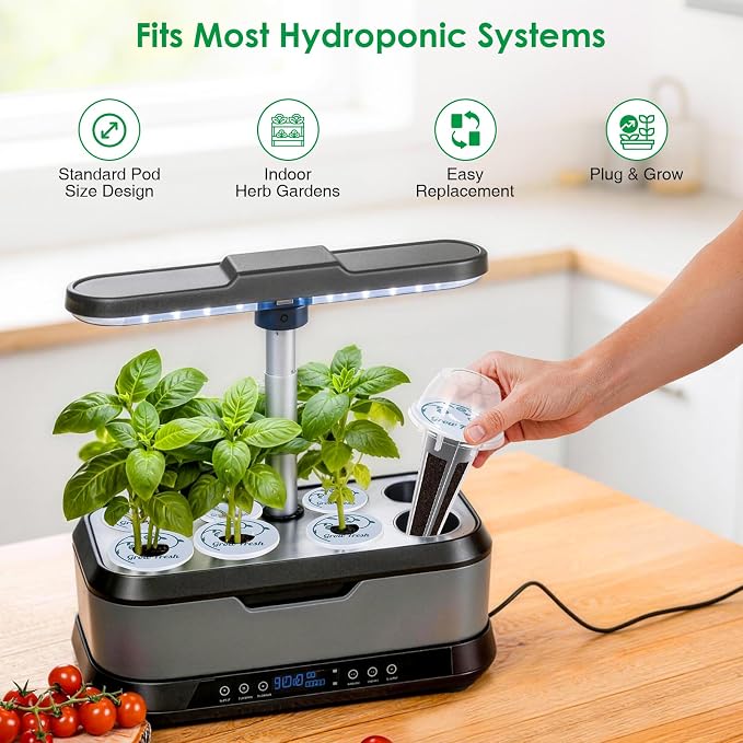 120Pcs Hydroponic Pods Kit for Aerogarden - Hydroponic Refill Pods Supplies for Most Systems, Complete Indoor Herb Garden Refill Kit, Includes Grow Sponges, Baskets, Domes, Labels