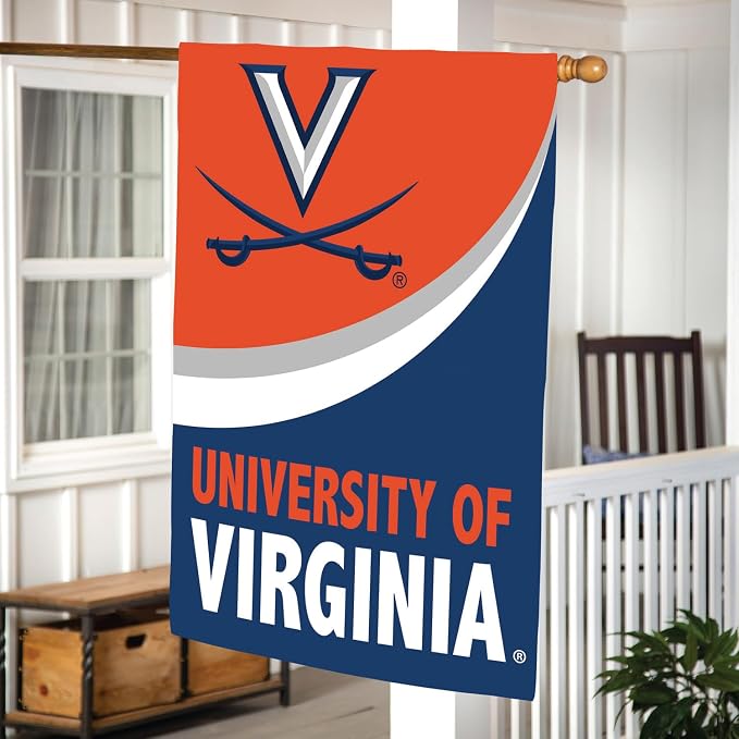 NCAA University of Virginia House Flag, 28 x 44, Double Sided Garden Flags for Outside, Outdoor College Flags & Banners for Gardens Patio, Indoor Wall Decor Flag for Room