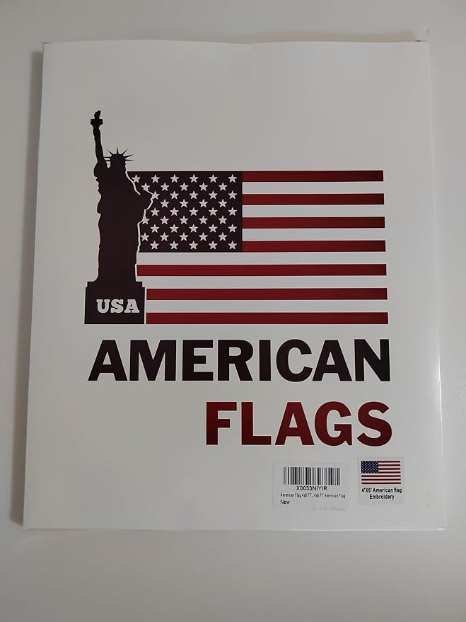 American Flag 4x6 FT Outdoor Heavy Duty – USA Polyester Flag with Embroidered Stars, Sewn Stripes, Brass Grommets, UV Fade Resistant for Outside Yard Garden Pole