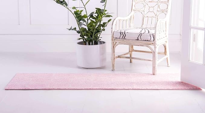 Unique Loom Trellis Frieze Collection Area Rug - Geometric (2' x 6' 1" Runner Light Pink/Ivory)