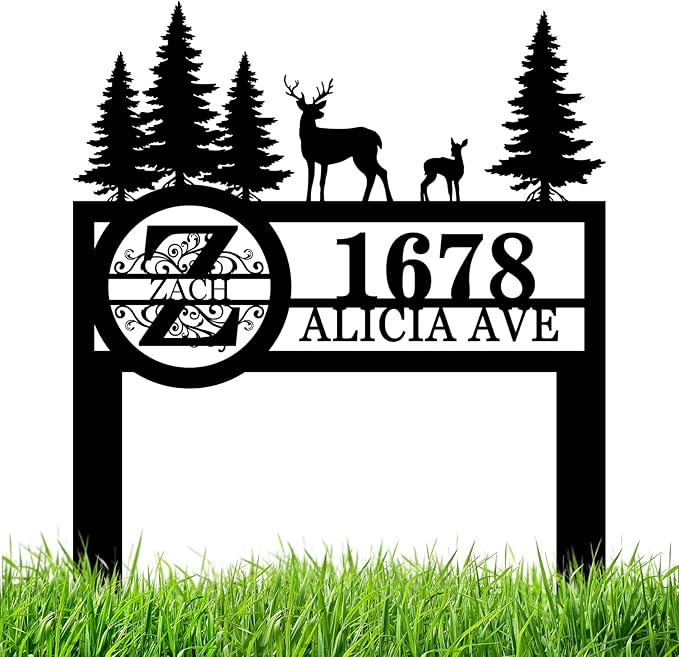 Personalized Yard Signs with Stakes, Address Yard Signs with Stakes, Address Signs for Yard, Address Numbers for House, Custom Metal House Sign, House Number Sign