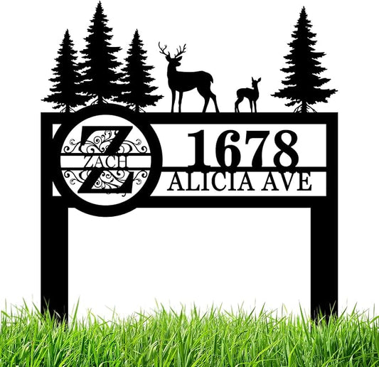 Personalized Yard Signs with Stakes, Address Yard Signs with Stakes, Address Signs for Yard, Address Numbers for House, Custom Metal House Sign, House Number Sign