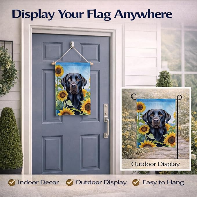 Caroline's Treasures DAC6109GF Labrador Retriever in Sunflowers Garden Flag Mailbox Flag Decorative Yard Flag Banner Outside Patio Artwork Yard Flower Beds, Garden Size, Multicolor