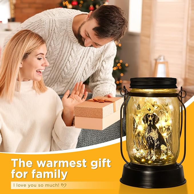 kyoryuger German Shorthaired Pointer Gifts for Women/Men, Pet Solar Lanterns German Shorthaired Pointer Lover Lantern Pet Loss Dog Memorial Lights Solar Garden Decor Yard,Patio,Torches Light Home