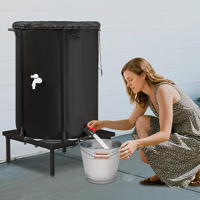 45-100 Gallon Rain Barrel Stand | Length & Width Adjustable, Heavy-duty Steel Stand for Outdoor Rain Barrel