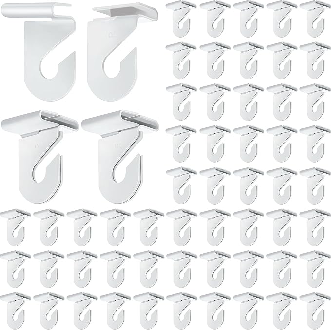 Vicenpal 200 Pair Drop Ceiling Hooks Bulk for Classrooms Hanging, Metal Suspended Track Tile Hooks Aluminum White Heavy Duty T Bar Clips, Hold up to 20 Lbs for School Offices Plants Decorations