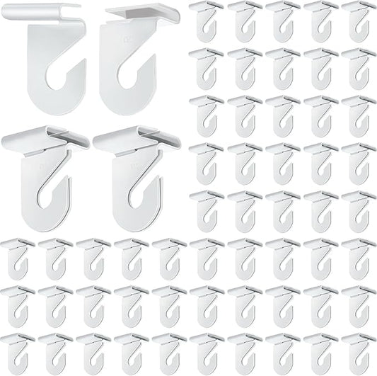 Vicenpal 200 Pair Drop Ceiling Hooks Bulk for Classrooms Hanging, Metal Suspended Track Tile Hooks Aluminum White Heavy Duty T Bar Clips, Hold up to 20 Lbs for School Offices Plants Decorations