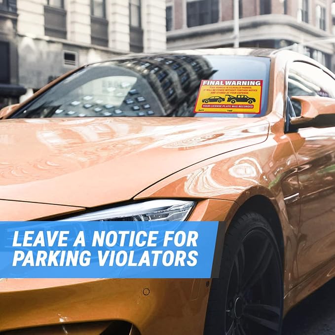 Final Warning Tow Warning Labels (9 x 6 inch, Yellow - 300 Labels) Will Be Towed Stickers - You are Parked Illegally Stickers, Parking Notice Tow Away Sign, HOA Notice (Hard to Remove)
