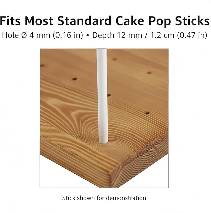 Relaxing Garden 48 Hole Cake Pop Stand, Wooden Cake Pop Display Board with 100 Sticks, 100 Treat Bags & 100 Twist Ties, Dessert Table Holder for Birthday, Baby Shower, Wedding & Parties