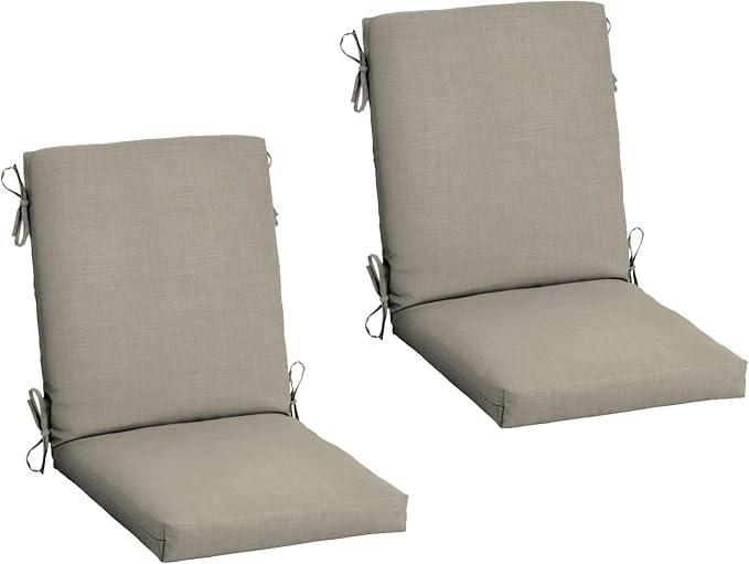 Arden 2-Pack earthFIBER Outdoor Patio Dining Chair Cushion, 20 x 44, Rain-Proof Seat Pad, Fade-Resistant Outdoor Cushion Sandbar Taupe Texture