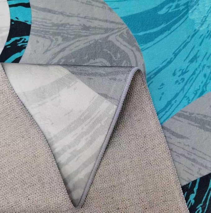 Washable Area Rug for Living Room, Indoor, Dinig Room – Soft Pile Non-Slip Rug for Kitchen – Modern Contemporary Design Machine Washable Carpet, Foldable Rug, Easy to Clean – (4X5-Teal)