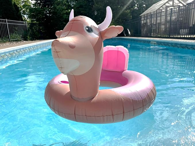 NPW Pink Bull Inflatable Pool Float Ring – Rodeo Western Pool Float for Summer Pool Parties & Bachelorette
