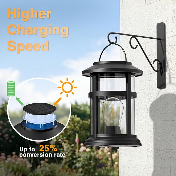 Otdair 4 Pack Solar Lanterns Outdoor Waterproof, Upgraded Warm White Hanging Solar Lights for Outside, Solar Powered Lantern for Patio Yard Garden Porch Decor, Gift for Mom Housewarming