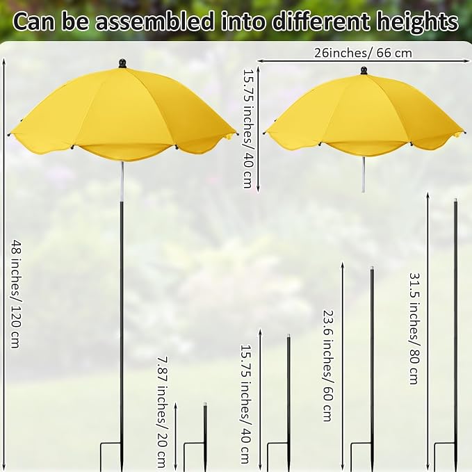 1pcs 26 Inch Plant Umbrellas for Outdoor Plants Garden Umbrella Shade for Potted Plant, Garden Bed Flower Pot Provide Shade to ‌defend Blazing Sun (Yellow)