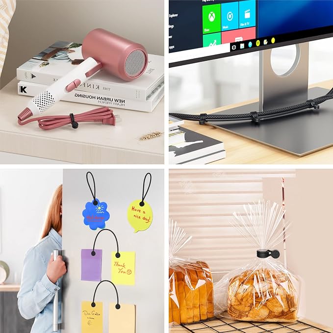 Magnetic Twist Ties, Reusable Silicone Cable Ties with Strong Magnet for Bundling and Organizing,Cord Wrap Clip Straps for Home or Office (Black-24 Packs)