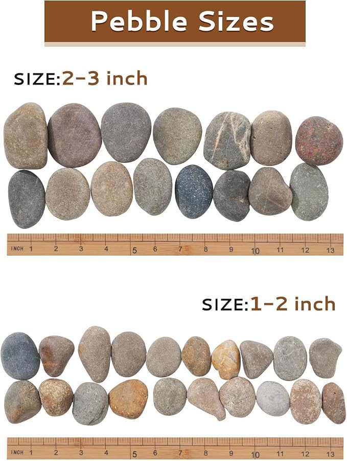 Natural River Rocks-5 lbs of Pebbles and River Stones,1-2 Inch Plant Rocks for Landscaping,Garden Paving,Crafting,Walkways,and Outdoor Decorative Stone,Mexican Beach River Rocks