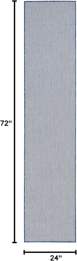 Nourison Home Courtyard Ivory Blue 2' x 6' Area Rug - Easy Clean, Non Shedding, Bed Room, Living Room, Dining Room, Kitchen (6' Runner)