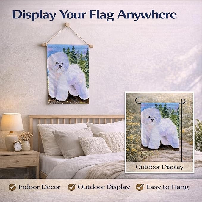 Caroline's Treasures SS8916GF Bichon Frise Garden Flag Mailbox Flag Decorative Yard Flag Banner Outside Patio Artwork Yard Flower Beds, Garden Size, Multicolor