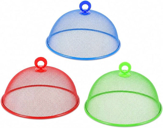 3 Pcs Metal Mesh Food Covers for Outdoors, 11 Inch Round Plate Screen Tents, Food Tents Dome for Picnic, Camping, Indoor and Outside, Keep out Flies Net Bugs