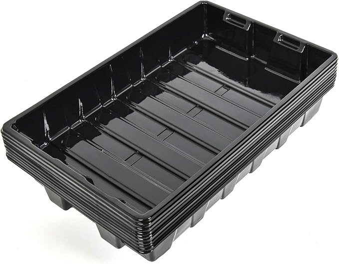 YoleShy 10 Pack Seed Starter Tray Reusable Plastic Plant Seedling Starter Trays Thickened Sturdy Durable for Germination Growing Microgreens Planting Propagation, Without Drain Holes, 14.5"x9"