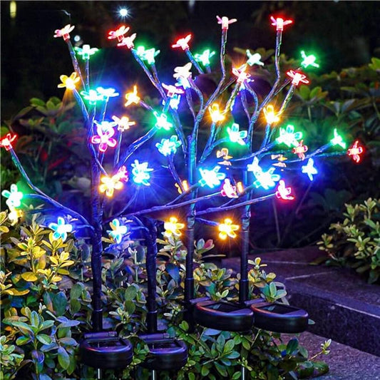Solar Garden Lights Waterproof, Solar Lights Outdoor Decorative 4Pack,80Led Solar Powered Flowers Garden Decor,Fairy Lights Yard,Pathway,Outside Decorations,Gardening Gifts for Women Mom
