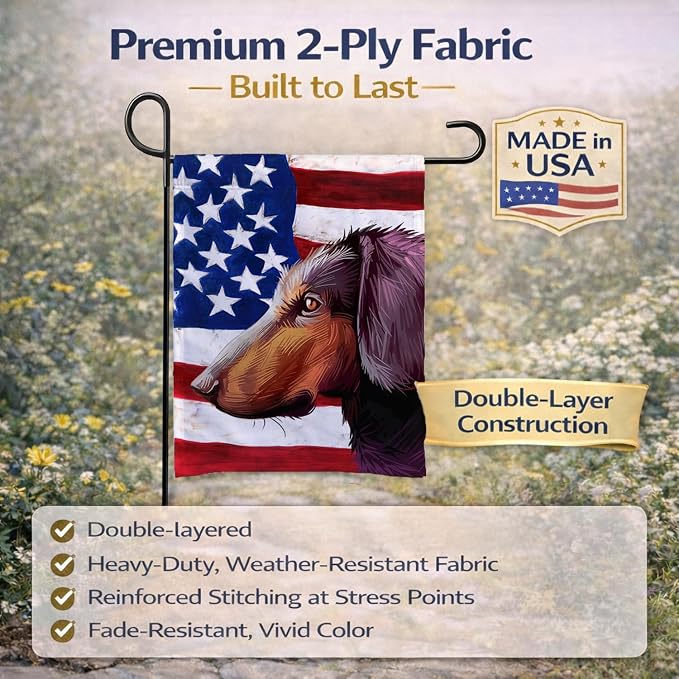 Caroline's Treasures CK6621GF Montenegrin Mountain Hound American Flag Garden Flag Mailbox Flag Decorative Yard Flag Banner Outside Patio Artwork Yard Flower Beds, Garden Size, Multicolor