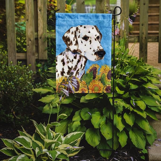 Caroline's Treasures SS4238GF Dalmatian in Summer Flowers Garden Flag Mailbox Flag Decorative Yard Flag Banner Outside Patio Artwork Yard Flower Beds, Garden Size, Multicolor