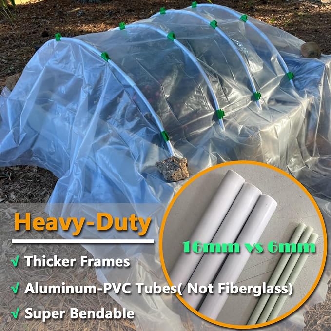 Garden Hoops DIY Kit – Rust-Free Material | Heavy-Duty | Weather Resistant | Chicken Tunnel Frame | 6 Sets of 9Ft Long Grow Tunnel Frame for 1’, 2’, 3’, 4’ or Wider Raised Beds