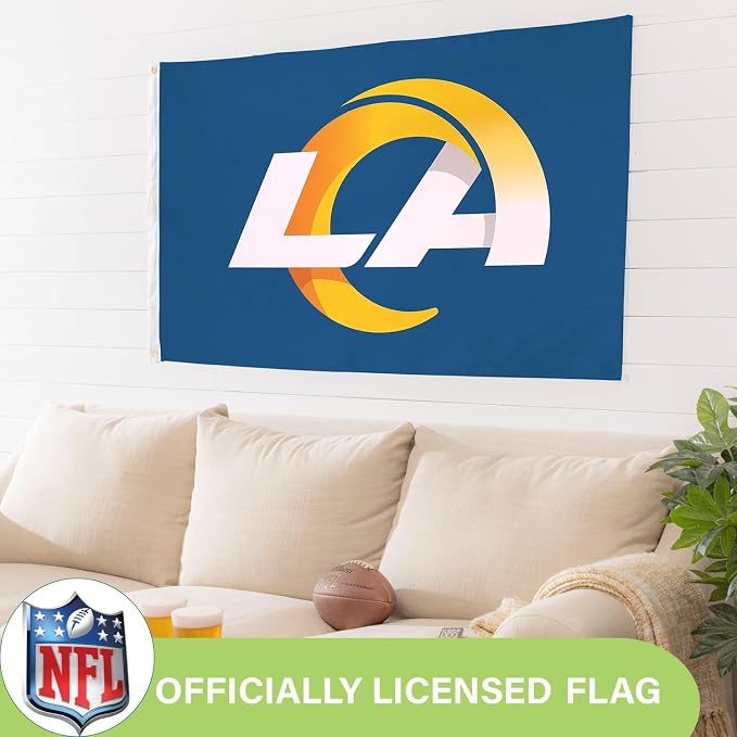 Team Sports America NFL Los Angeles Rams 3 x 5 Outdoor Durable House Flag with Grommets | Sport Team Flag & Banner | Indoor Wall Decor Flag for Room | Works with Flag Poles for Outside House
