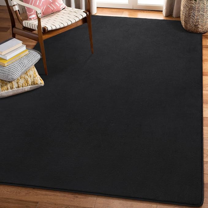 Amearea Modern Soft Hallway Runner Rug, 2x10 Feet Washable Long Runner Rugs | Black Fluffy Bedroom Rugs, Indoor Non Slip Memory Foam Rug Carpet for Hallway Entrance Kitchen Living Room Home Decor