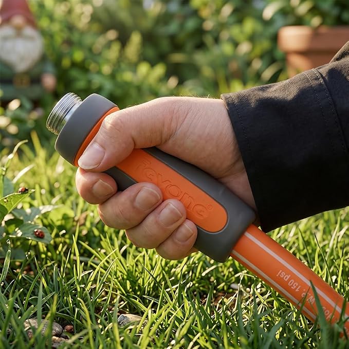 FEVONE Heavy Duty Garden Hose 35 ft, Spray Nozzle Included | Flexible Water Hose, Leak-Free, Lightweight Hybrid Polymer, 5/8 ID, 600 PSI, 3/4 GHT Aluminum Fittings with Swivel Handles